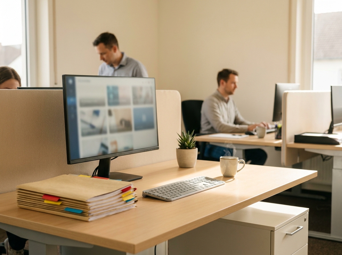 KI Avatar als IT-Helpdesk First Level: ServiceNow- und Jira-Integration für Mitarbeiter-Support: Klassischer First Level-Helpdesk mit Telefon und Ticket-Formular zum Vergleich (Symbolische, KI-generierte Darstellung. Keine reale Aufnahme.)
