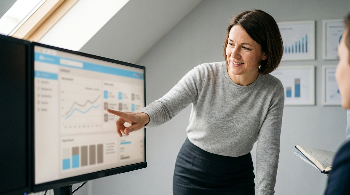 KI Avatar für Account-Based Marketing: Hyperpersonalisierte 1:1-Videos für Target-Accounts: ABM-Analytics und Engagement-Dashboard (Symbolische, KI-generierte Darstellung. Keine reale Aufnahme.)