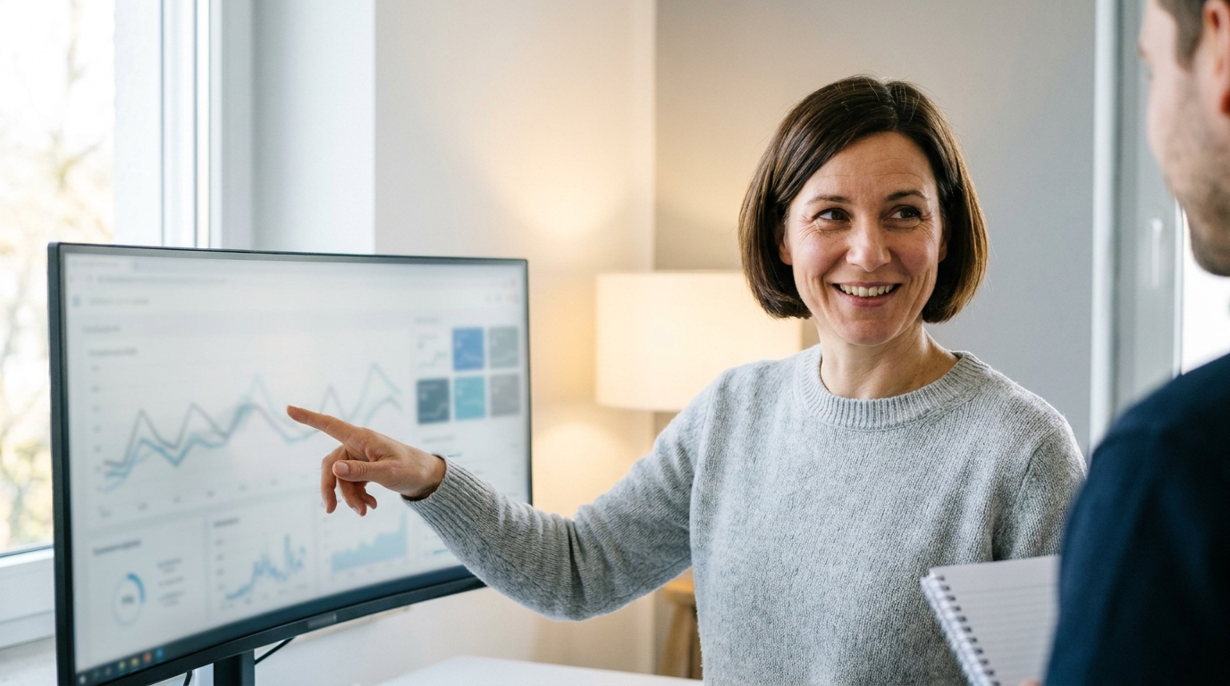 KI Avatar für Mitarbeiter-Self-Service: Urlaubsantrag, Spesenabrechnung und HR-Stammdaten im Teams-Chat: HR-Analytics und Self-Service-Dashboard (Symbolische, KI-generierte Darstellung. Keine reale Aufnahme.)