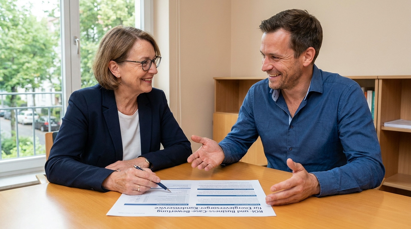 KI Avatar im Energieversorger-Kundenservice: Tarifwechsel, Verbrauchsfragen und Heizkostenabrechnung: Wirtschaftlicher Effekt der Service-Automatisierung (Symbolische, KI-generierte Darstellung. Keine reale Aufnahme.)