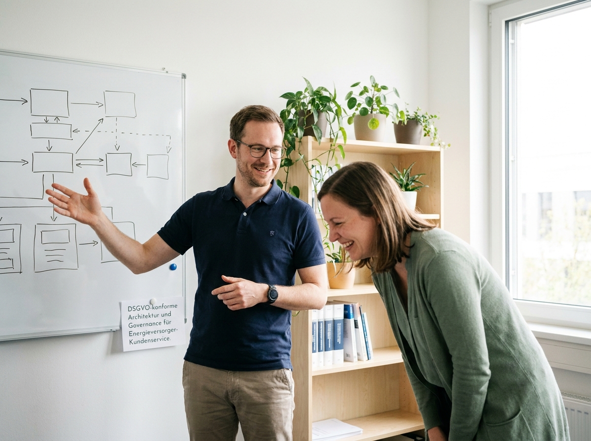 KI Avatar im Energieversorger-Kundenservice: Tarifwechsel, Verbrauchsfragen und Heizkostenabrechnung: DSGVO-konforme Energie-Service-Architektur und Governance (Symbolische, KI-generierte Darstellung. Keine reale Aufnahme.)