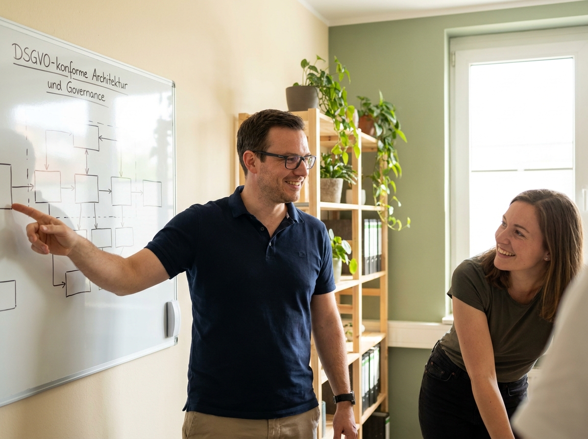 KI Avatar im Onboarding: 90-Tage-Plan für hybride und internationale Teams: DSGVO-konforme Onboarding-Architektur und Governance (Symbolische, KI-generierte Darstellung. Keine reale Aufnahme.)