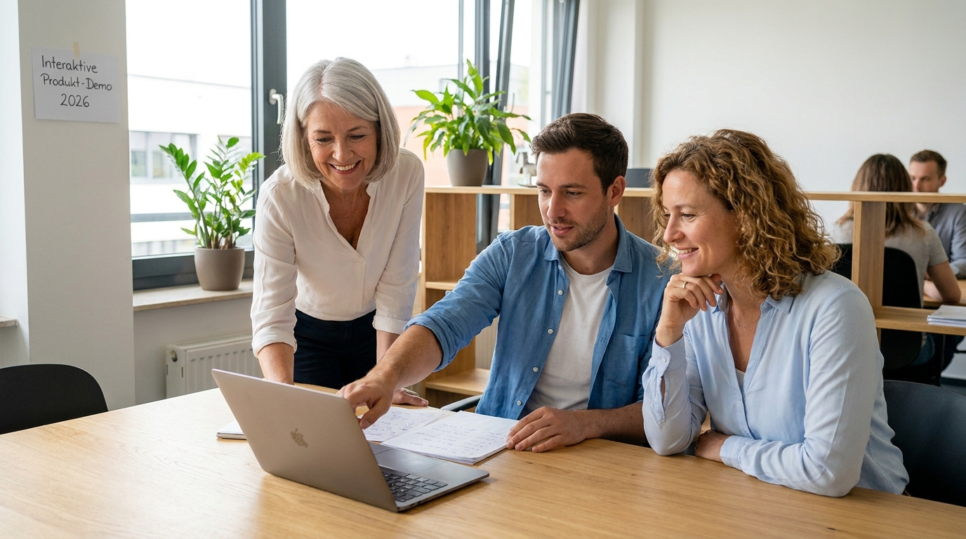 KI Avatar in der Produkt-Demo: Interaktive SaaS-Demo ohne Sales-Rep rund um die Uhr: Branchenkontext Produkt-Marketing und Interessenten (Symbolische, KI-generierte Darstellung. Keine reale Aufnahme.)